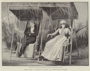 Scène uit A Million of Money, in Drury-Lane Theatre door H. Saunders